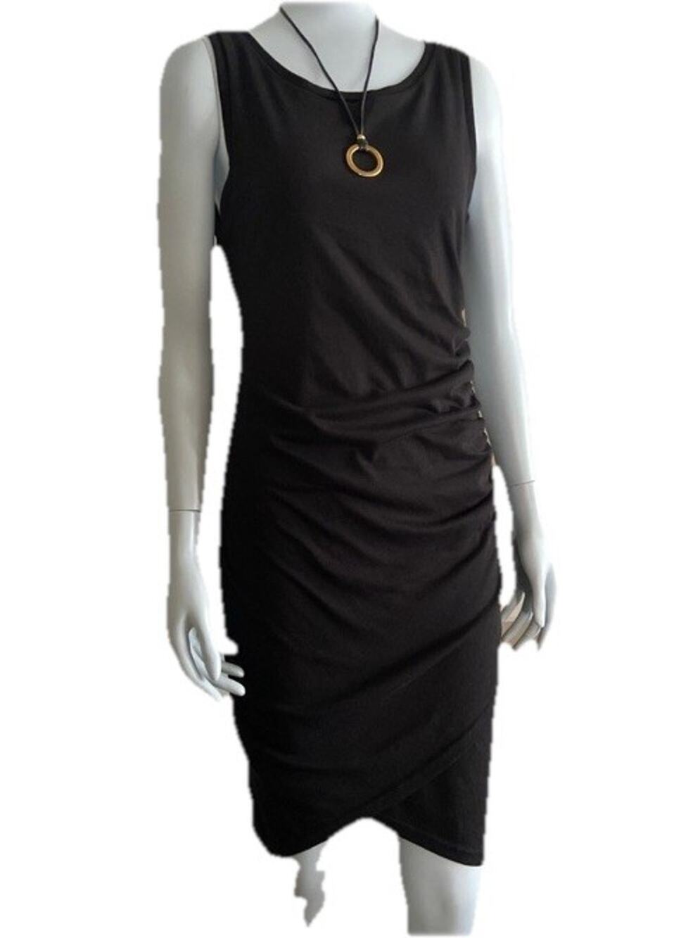 TREASURE & BOND Women’s Black Knit Tank Dress Side Ruched Stretch Size XXS NEW